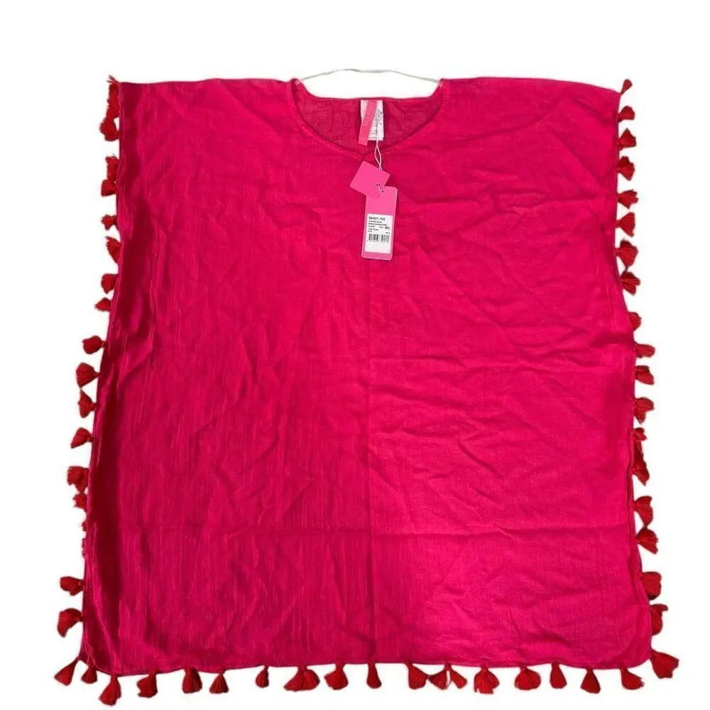 SEAFOLLY girls 100% cotton CERISE BEACH COVER-UP - SIZE M/L (5-7) NWT